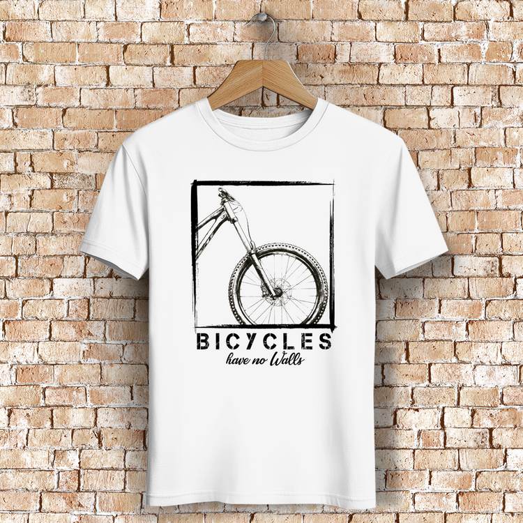 Bicycles Have No Walls – Premium Bio Fahrrad-T-Shirt für echte Freiheitsfahrer – Vorderansicht