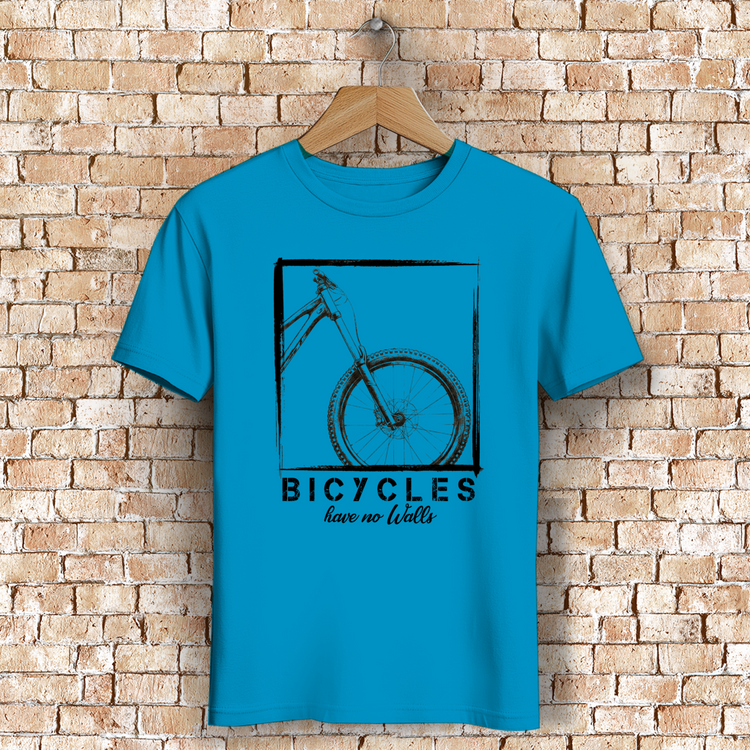 Bicycles Have No Walls – Premium Bio Fahrrad-T-Shirt für echte Freiheitsfahrer – Vorderansicht