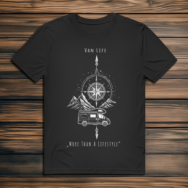 „Vanlife – More than a Lifestyle“ Abenteuer-Shirt! – Vorderansicht