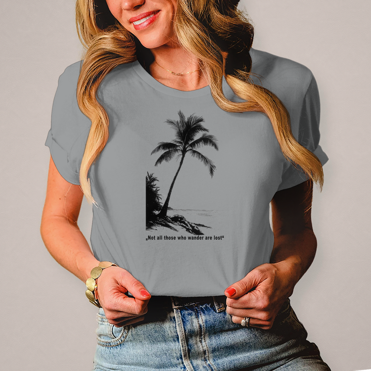 Damen T-Shirt: Vanlife Shirt mit Palmen Motiv – Vorderansicht