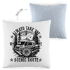 Kopfkissen zweifarbig Vanlife Shirt: Alway Take The Scenic Route – Vorderansicht