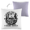 Kopfkissen zweifarbig Vanlife Shirt: Alway Take The Scenic Route – Vorderansicht