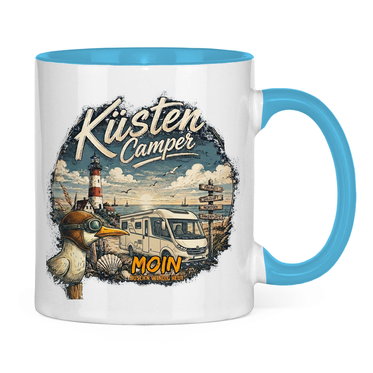 Zweifarbige Campertasse „Küsten Camper watt mutt dat mutt“ – Rückansicht