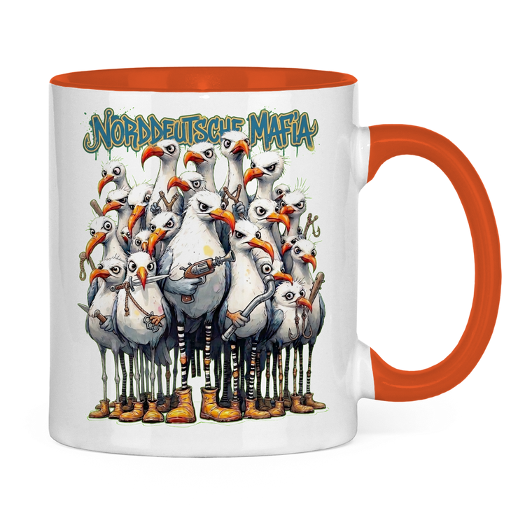 Zweifarbige Campertasse „Norddeutsche Mafia“ – Rückansicht