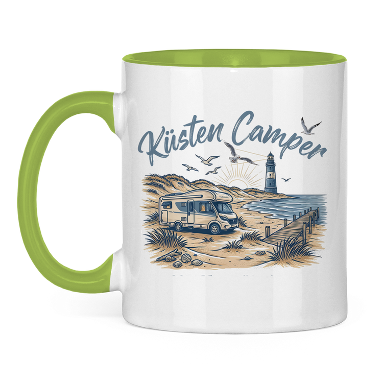 Zweifarbige Campertasse „Küstencamper 4“ – Vorderansicht