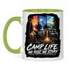 Zweifarbige Camper und Van Life Tasse  : Camp Life No Risc No Story