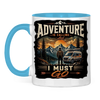 Campertasse zweifarbig Tasse: Adventure is Calling i Must Go