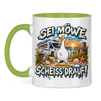 Tasse zweifarbig Küsten Camper: Seih Möwe und scheiss drauf
