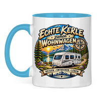 Tasse zweifarbig Camper Shirt: Echte Kerle ziehen Wohnwagen