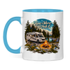 Campertasse „Home Is Where You Park It“ – Wohnmobil am See – Hellblau Vorderansicht
