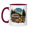 Campertasse „Home Is Where You Park It“ – Wohnmobil am See – Bordeaux Vorderansicht
