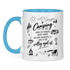 Campertasse „Camping ist …“ – Auszeit mit Lieblingsmenschen – Hellblau Vorderansicht