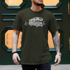 Camper Shirt – Wohnmobil mit Herz und EKG-Herzschlag – Khaki, Vorderansicht