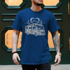 Camper Shirt – Integriertes Wohnmobil mit Herz und Bergen – Royalblau, Vorderansicht