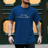 Camper Shirt – Herzschlag mit teilintegriertem Wohnmobil – Royalblau, Vorderansicht