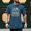 Camper Shirt „Home Is Where You Park It“ – Wohnmobil & Berge – Steinblau, Vorderansicht