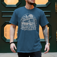 Camper Shirt „Home Is Where You Park It“ – Wohnmobil & Berge