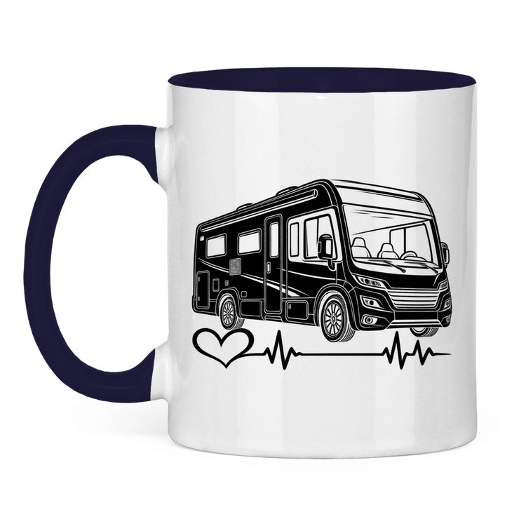 Campertasse – Integriertes Wohnmobil mit Herzschlag – Dunkelblau Vorderansicht