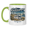 Campertasse „Nordisch Cool – Wohnmobil am Meer“ – Hellgrün, Vorderansicht