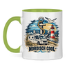 Campertasse „Nordisch Cool – Anker & Wohnmobil“ – Hellgrün, Vorderansicht