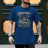Küstencamper Herren-Shirt „Meer im Herzen – Diesel im Tank“ – Königsblau, Vorderansicht