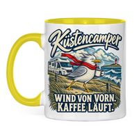 Küstencamper Tasse „Wind von vorn. Kaffee läuft.“