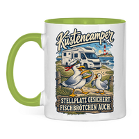 Küstencamper Tasse „Stellplatz gesichert. Fischbrötchen auch.“