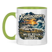 Küstencamper Tasse „Wo die Wellen toben, bleiben wir.“
