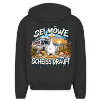 Küstencamper Hoodie „Sei Möwe – scheiß drauf!“ mit Rückendruck