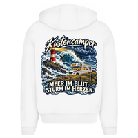 Küstencamper Hoodie „Meer im Blut. Sturm im Herzen.“ mit Rückendruck