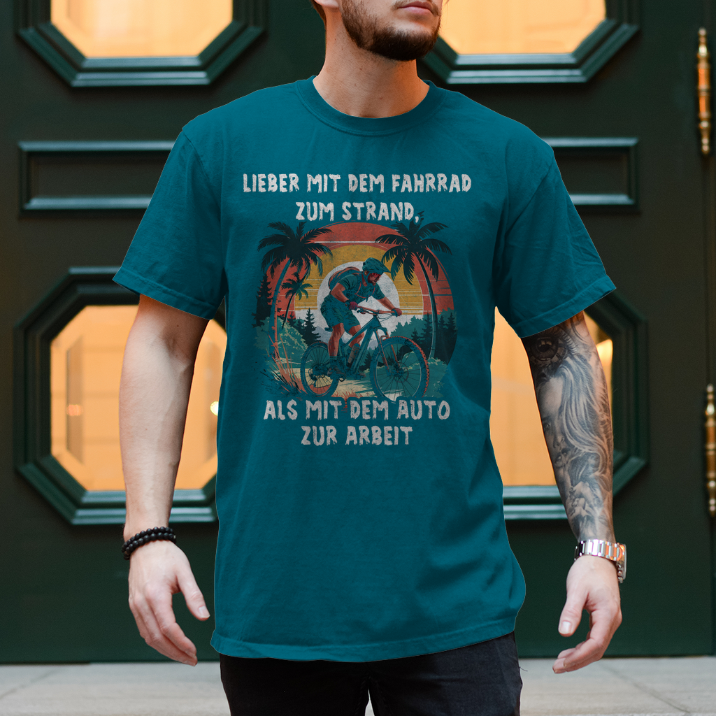 Fahrrad T-Shirts "Lieber mit dem Fahrrad zum Strand als mit dem Auto zur Arbeit"