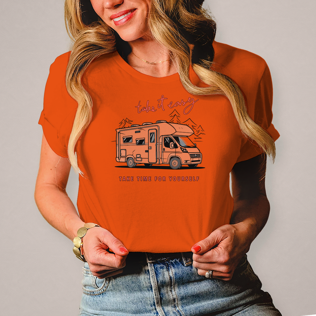 camper damen Damen Camper T-Shirts: Tacke it Easy Take Time For Youself Variante 2 – Campershirtshop