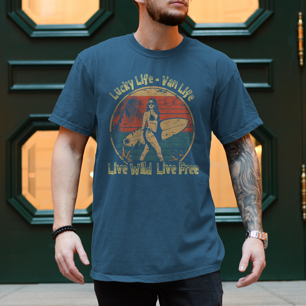 Van Life T-Shirt "Luky Life Van Life: Live Wild, Live Free" Variante 2