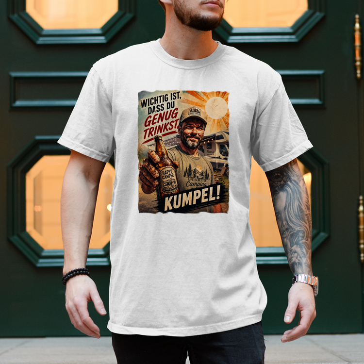 Camper Shirt „Es ist wichtig, dass du genug trinkst“ – Vorderansicht