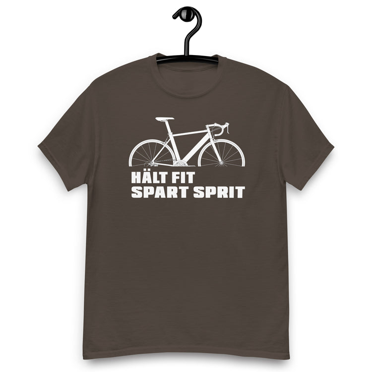 Fahrrad-Shirt -Fahrrad-Shirt " Hält Fit Spart Sprit " – Variante 1 – Vorderansicht