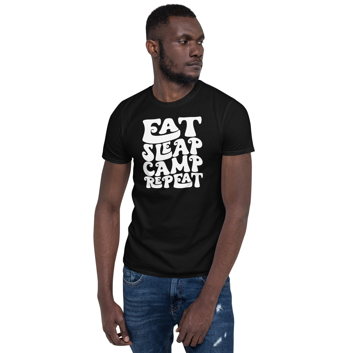 Cooles Herren Spruch Shirt "Eat Sleap Camp Repeat  " Variante 3