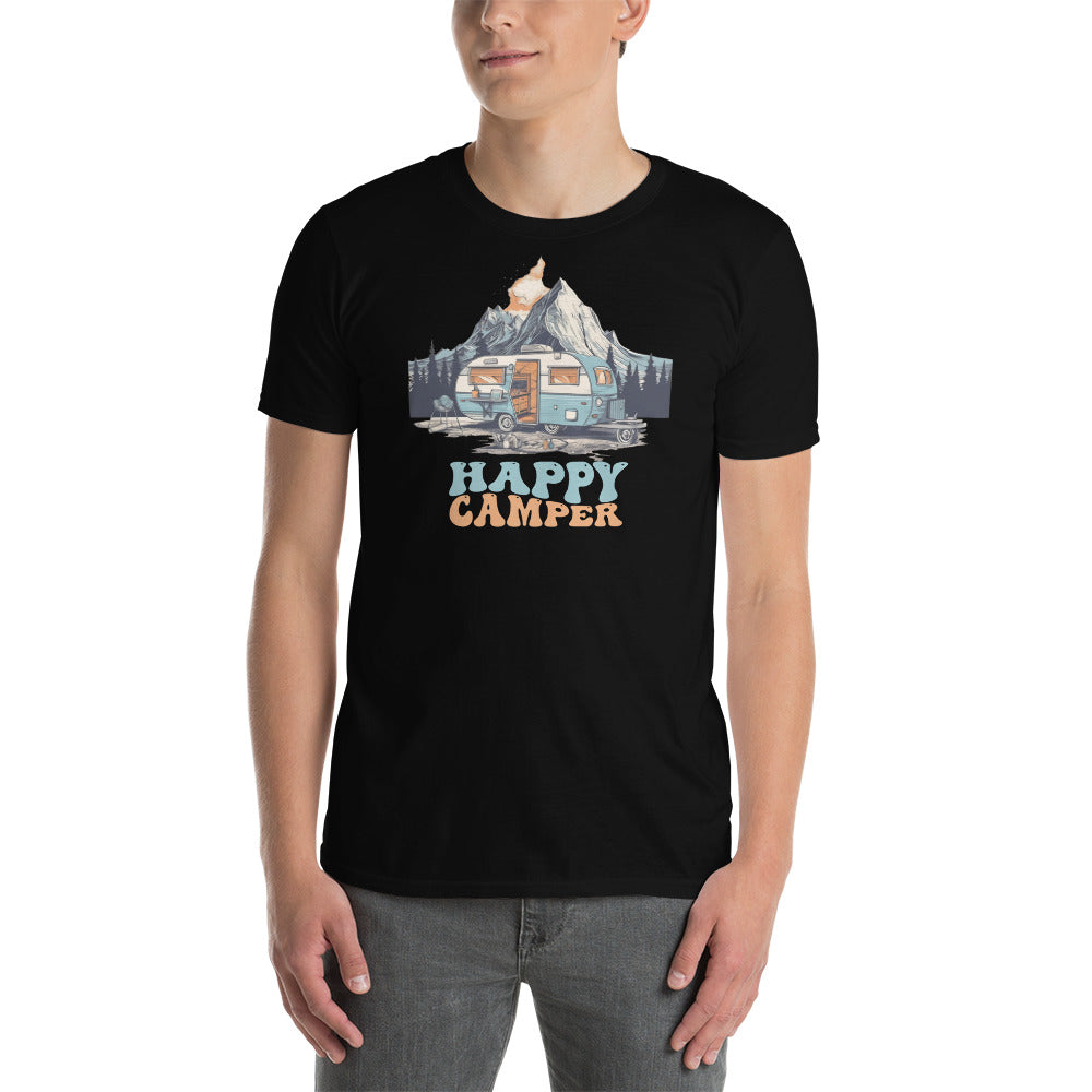 Cooles Herren Spruch Shirt "Happy Camper Wohnwagen "