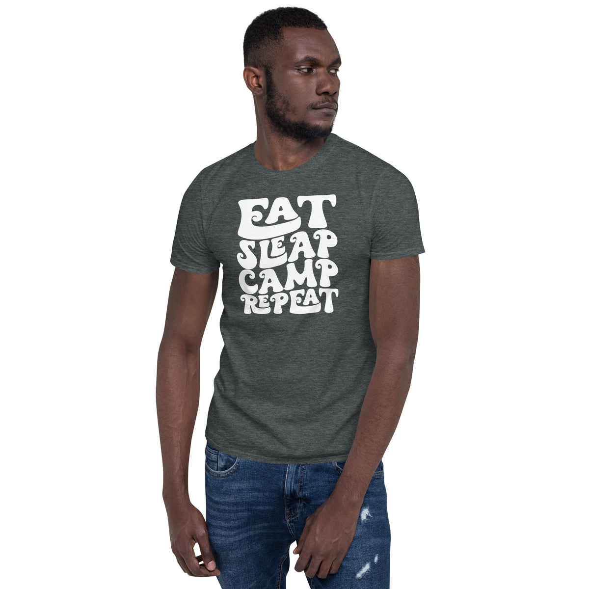 Cooles Herren Spruch Shirt "Eat Sleap Camp Repeat  " Variante 3