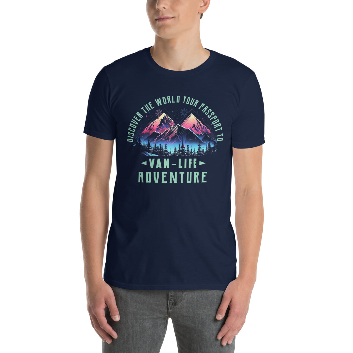 T-Shirt Van-Life Motiv "discover the world your passport to  Van-Life adventure" Variante 3