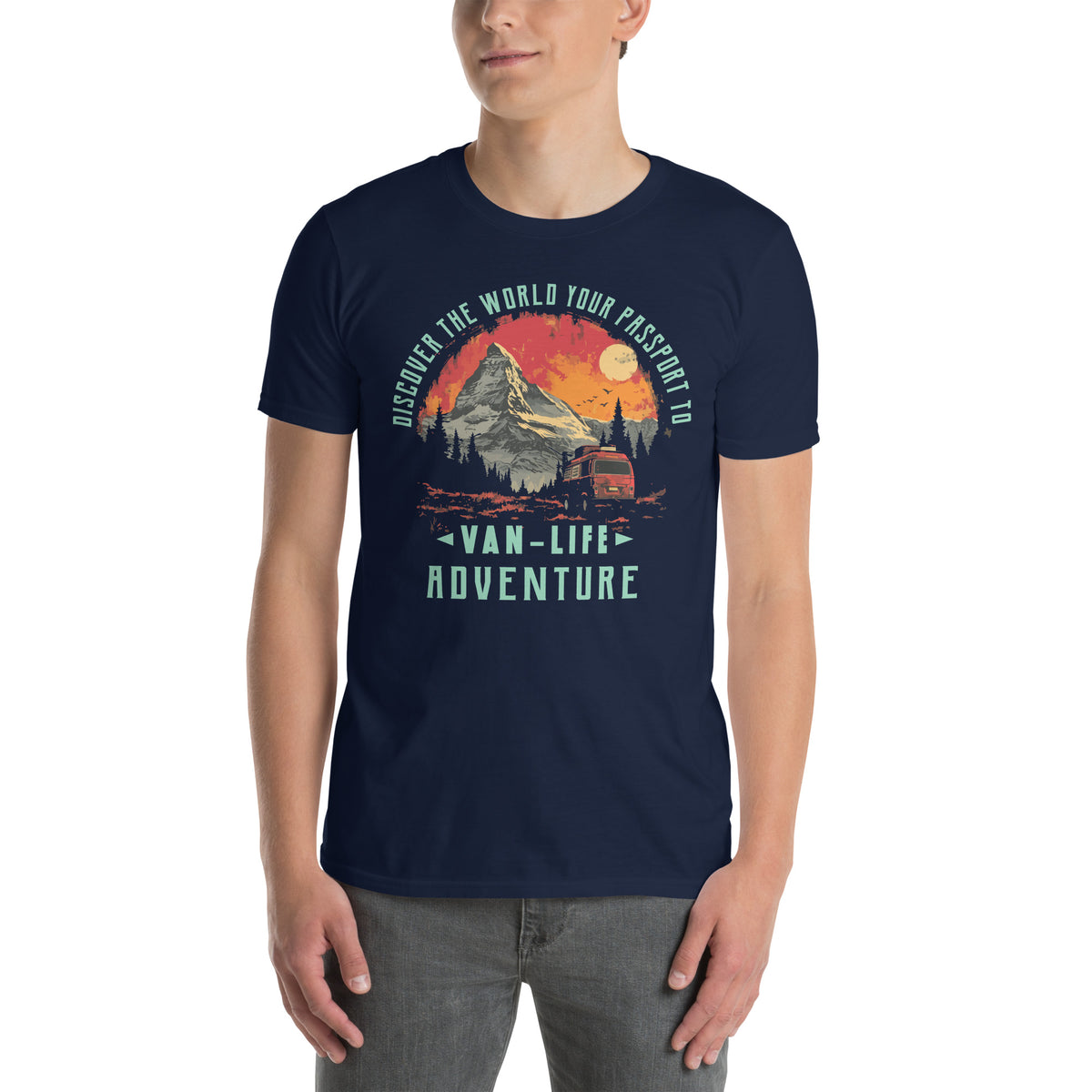 T-Shirt Van-Life Motiv "discover the world your passport to  Van-Life adventure" Variante 4