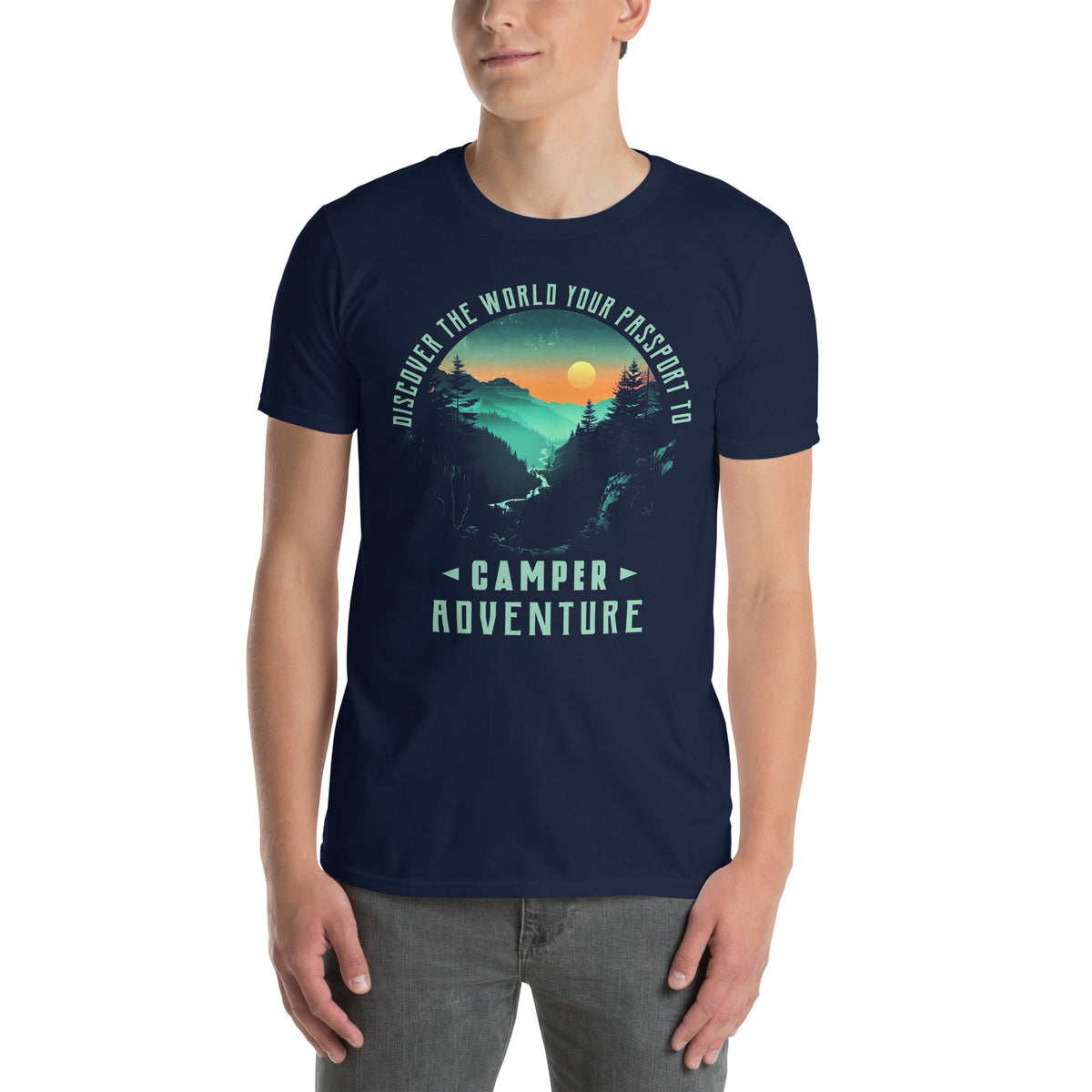 Cooles Herren Spruch Shirt "discover the world your passport to Camper adventure" Variante 4