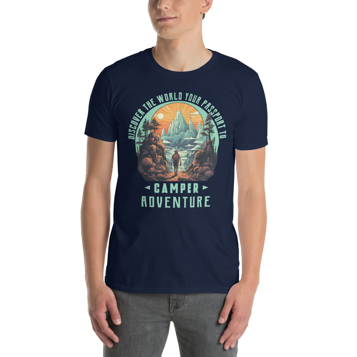 Cooles Herren Spruch Shirt "discover the world your passport to Camper adventure" Variante 5