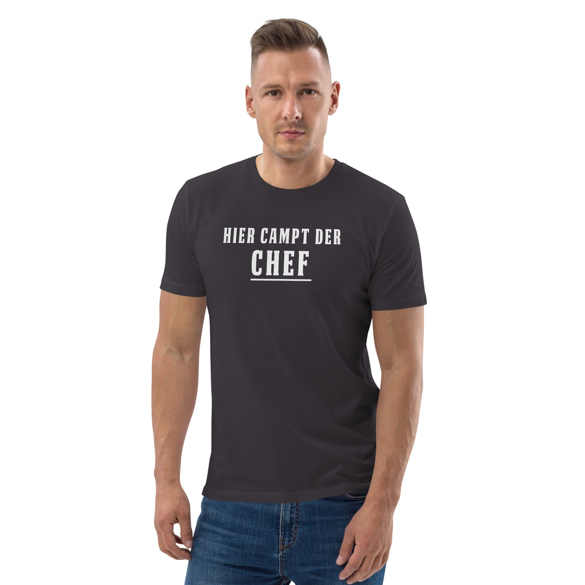 Cooles Herren Spruch Shirt "Hier Campt Der Chef"