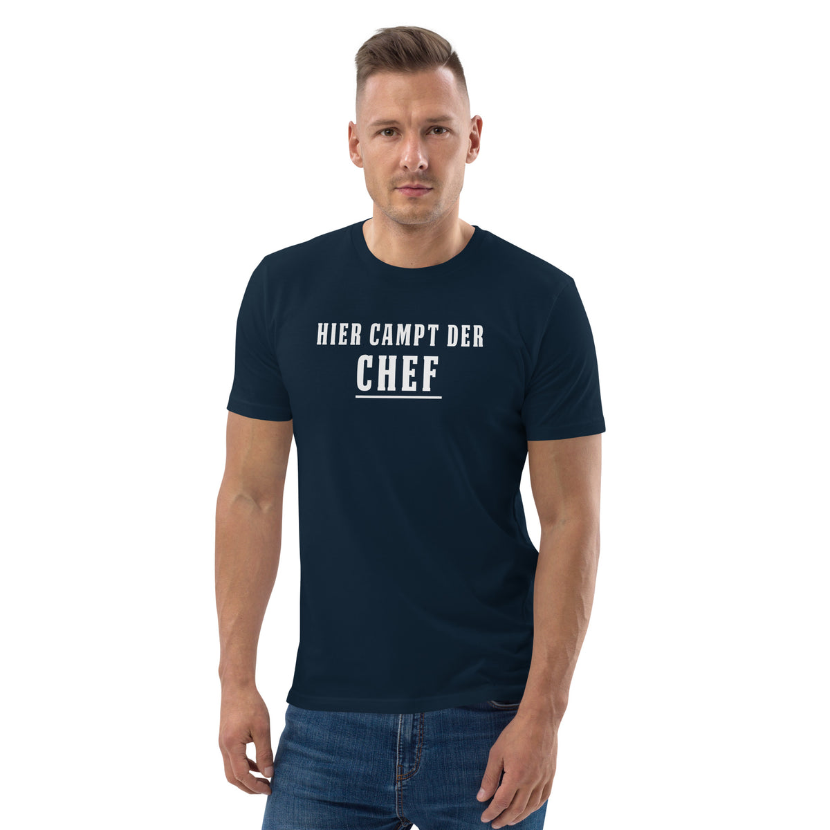 Cooles Herren Spruch Shirt "Hier Campt Der Chef"