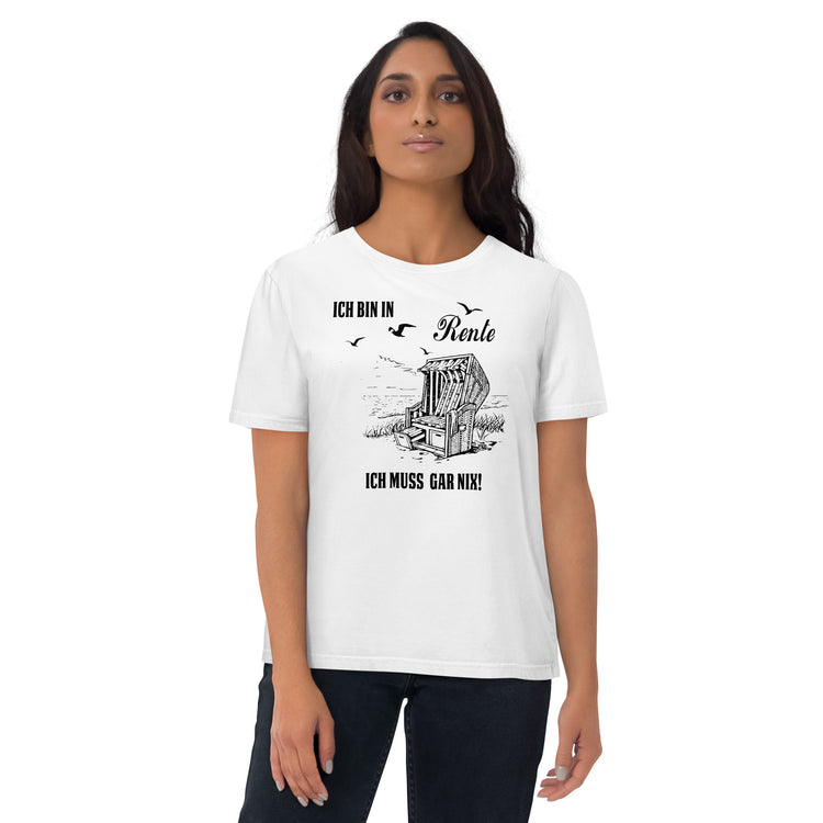 Camper T-Shirts: "Ich bin in Rente ich muss gar nix! "  Strandkorb, Möven, Rente Nord-Ostsee, Renter T-shirt