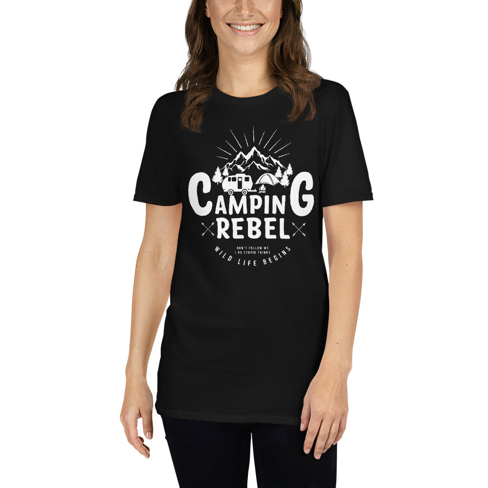 Cooles Damen Spruch Shirt "Camping Rebel"