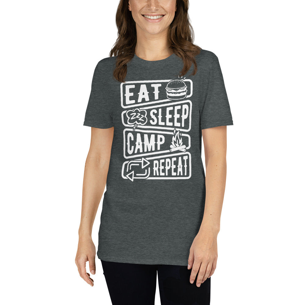 T-Shirt Van-Life Motiv "Eat Sleep Camp Repeat"