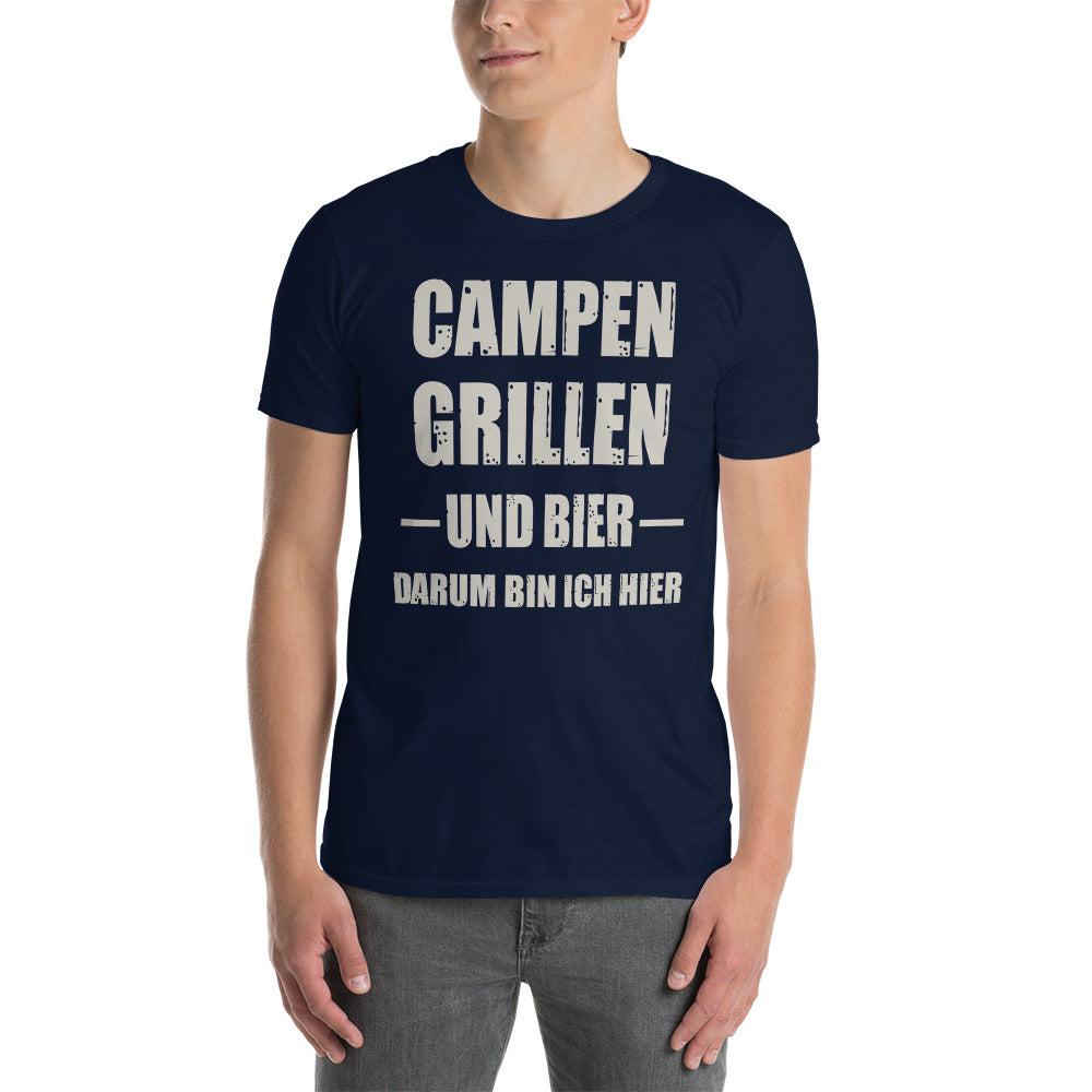 Cooles Herren Spruch Shirt "Campen Grillen und Bier"