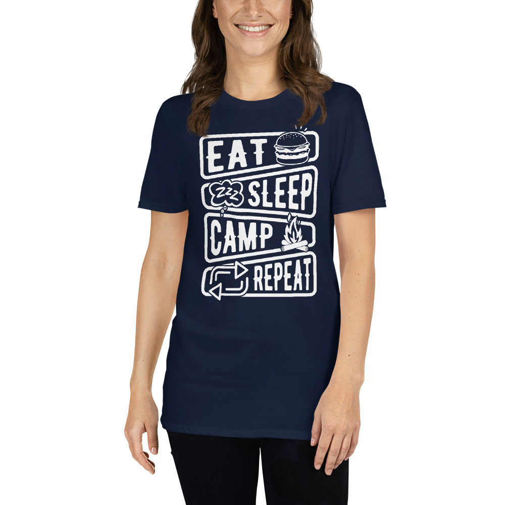 T-Shirt Van-Life Motiv "Eat Sleep Camp Repeat"