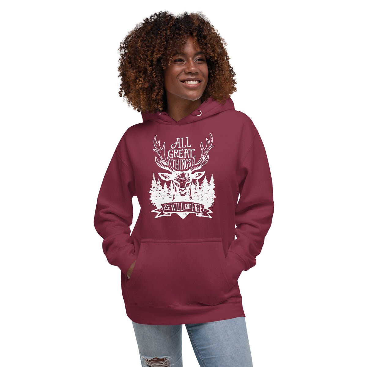 Camper Unisex-Kapuzenpullover "All Great Thinks are Wild & Free"